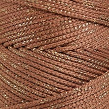 İlk El Grup Loren Soft Star Makrome Ipi Sarı Simli Kahverengi