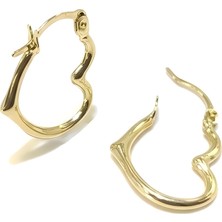 Zeya Kuyumculuk 14 Ayar Altın Kalp Desenli Küpe