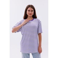 Yakamor Kadın Oversize Çizgili T-Shirt