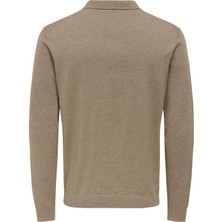 Only & Sons Onslouı Reg 12 Ls Mel Polo Knıt Noos Erkek Kahverengi T-Shirt - 22033758