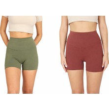 Softandbasic 2li Kadın Bıker Kısa Premium Kumaş Yoga-Spor-Günlük Rahat Tayt