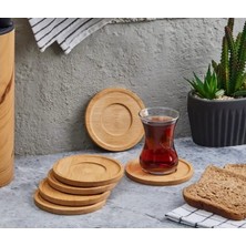 Dzc Kuzenler Avm 6 Adet Yuvarlak Bambu Çay Tabağı, Bardak Altlığı, Fincan Tabağı