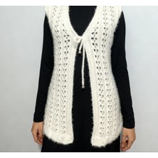 Kelebek Desenli Triko Kadın Yelek (Kelebek Figürlü)