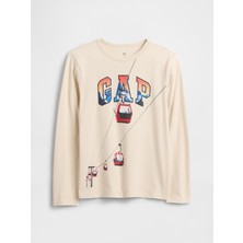 Gap Erkek Çocuk Bej Grafik Baskılı T-Shirt