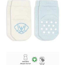 Bistyle 2'li Hayvan Figürlü Kaymaz Soket Çorap 10104 Mavi Ekru