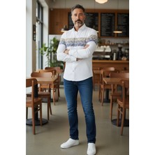 Gömlek Galerisi Erkek Dar Kesim Pano Desen Uzun Kollu Spor Gömlek