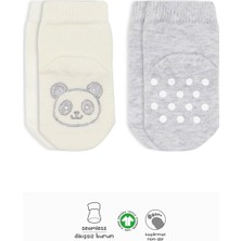 Bistyle 2'li Hayvan Figürlü Kaymaz Soket Çorap 10104 Gri Ekru