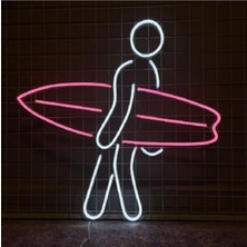 Sörfcü Adam Neon LED  Gece Lambası 40 cm