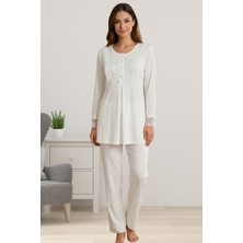 Effortt Ekru Hamile Lohusa Pijama Takımı