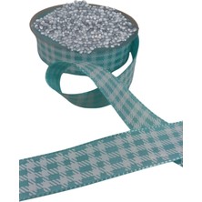 İlk El Grup Tafta Ekoseli Kurdele 25 mm Mint 5 Metre