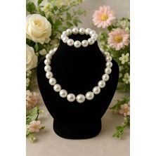 Huma Butik Takı Aksesuar Klasik Inci Kolye ve Bileklik Seti