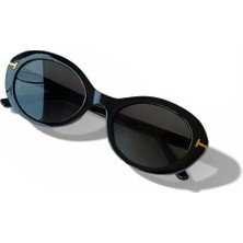 Ren Eyewear Siena Kadın Siyah çerçeve siyah cam popüler Oval Güneş Gözlüğü – Aksesuar Detaylı Uv400