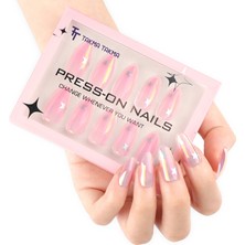 Takma Takma MKBD1722 Kısa Badem Standart Beden 30'lu Tekrar Kullanılabilir Protez Takma Tırnak