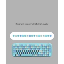 Bi Seyyar Retro Tarz Kablosuz Klavye Mouse Seti – 104 Tuşlu, Ergonomik Tasarım
