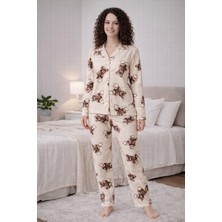 Pemilo Kadın 0519 Uzun Kol Süet Pijama Takımı