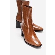 Chara Taba Baskı Kadın Kalın Topuklu Bot