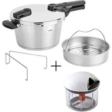 Fissler - Vitaquick Glossy Düdüklü Tencere 4,5 Litre + Fissler - Finecut Sebze Doğrayıcı + Buhar Aparatı