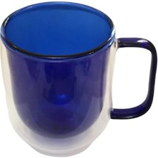 Bi Seyyar Çift Cidarlı Cam Kupa Lacivert Renk