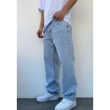 Neva Shop Erkek Baggy Fly Loose Fit Jeansi Kemer Arkası Lastikli Kot Pantolon