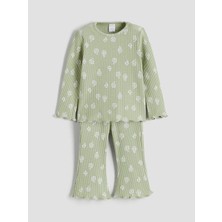 LC Waikiki Yeşil Çiçekli Kız Bebek Bluz ve Tayt Pantolon