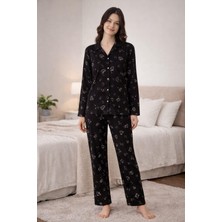 Pemilo Kadın 0178 Uzun Kol Süet Pijama Takımı