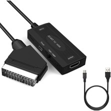 CoverZone ZR1126 | Scart To HDMI Dönüştürücü Adaptör, Scart Görüntü ve Sesi Hdmı’ya Çevirme, 720P 1080P Destekli, Pal Ntsc Uyumlu, Eski Tip Tv DVD Vhs Için