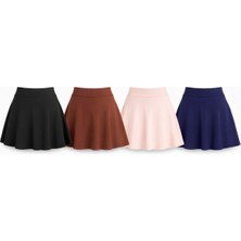 Softandbasic Kadın 4'lü Bol Kesim Içi Taytlı Cep Detaylı Günlük Tenis Şort  Etek