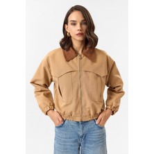 Tiffany & Tomato Süet Yakalı Cepli Parka Mont