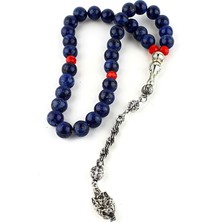 Lapis Lazuli Taşlı Çelik Püsküllü Tasarım Doğal Taş Tesbih