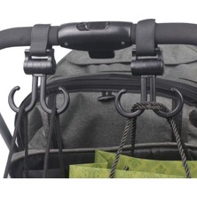 Marsilyan 2li Bebek Arabasına Uyumlu Cırtlı  Eşya Taşıma Aparatı 360 Derece Dönebilen Plastik Kanca