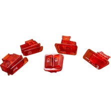 MOTORKİT MK Kırmızı Düğme Seti 5 "li Scooter 50 - 80 - 100 - 110 - 125 - 150 / Sinyal+Marş+Far+Korna+Uzun+Kısa  - Motorkit Mk