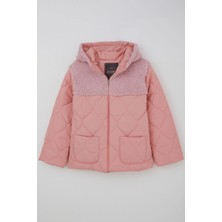 Reycan Kız Çocuk Kapitone Mont Fermuarlı Peluş Detaylı 5-8 Yaş, Somon