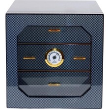 Cohiba Ispanyol Sedir Ağacı Üretim Camlı 3 Çekmeceli Nem Ölçerli Humidor Puro Kutusu