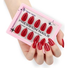 Takma Takma MKBD1728 Kısa Badem Standart Beden 30'lu Tekrar Kullanılabilir Protez Takma Tırnak