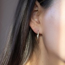 Oroline Kuyumculuk 14 Ayar Altın Trend Taşlı Kadın Küpe