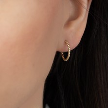 Oroline Kuyumculuk 14 Ayar Altın Burgulu Halka Kadın Küpe