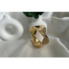 Huma Butik Takı Aksesuar Gold Asimetrik Tasarım Kelepçe Bileklik