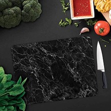 Decorıta Siyah Mermer Görünümlü | Cam Kesme Tahtası 30CM x 40CM