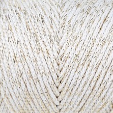 İlk El Grup Loren Soft Star Makrome Ipi Sarı Simli Krem RM103