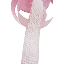 İlk El Grup Tafta Dantel Görünümlü Kurdele Pembe 25 mm 1 Metre