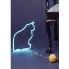 Kedi Silüet Neon LED Aydınlatma Gece Lambası Parti Süsü Işıklı Duvar Dekor 40 cm