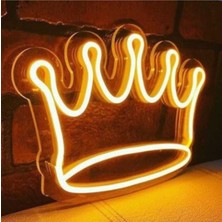 Kral Tacı King Neon LED Aydınlatma Gece Lambası Parti Süsü Işıklı Duvar Dekor 40 cm