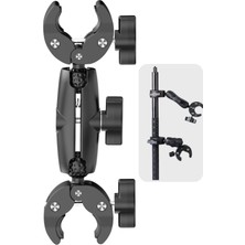 Fimtech 360° Ayarlanabilir Motosiklet Çift Kelepçeli Alüminyum Aksiyon Kamera Bağlantı Aparatı