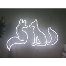 Tilkiler Neon LED Aydınlatma  Gece Lambası Parti Süsü Işıklı Duvar Dekor 40 x 20 cm