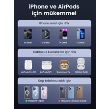 Ugreen Magflow Qi2 Sertifikalı 15W Şarj Istasyonu, Magsafe ile Uyumlu 2'si 1 Arada Manyetik Şarj Istasyonu, 16,16 Pro,16 Pro Max,15,14,13,airpods Için Katlanabilir Kablosuz Şarj Cihazı