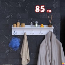 Modilayn Kedi Serisi 5’li Banyo Askısı Seti | 81,4X18 cm 15 Kancalı Raflı Düzenleyici Yer Tasarrufu