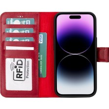 Gp Iguana Apple iPhone 15 Uyumlu Deri Cüzdanlı Kılıf Mwwn V4EF Kırmızı