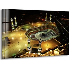 Myphotostation Mekke Kabe Dekoratif Temperli Cam Tablo, Modern Uv Baskılı Duvar Tablosu, Islami Ev Hediyesi