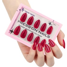 Takma Takma MKBD1729 Kısa Badem 10'lu Tekrar Kullanılabilir Protez Takma Tırnak