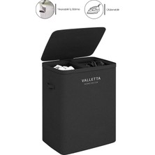 Valletta Paloma 100L Çift Yıkanabilir Bölmeli Katlanabilir Kumaş Kirli Çamaşır Sepeti Ink Black XL